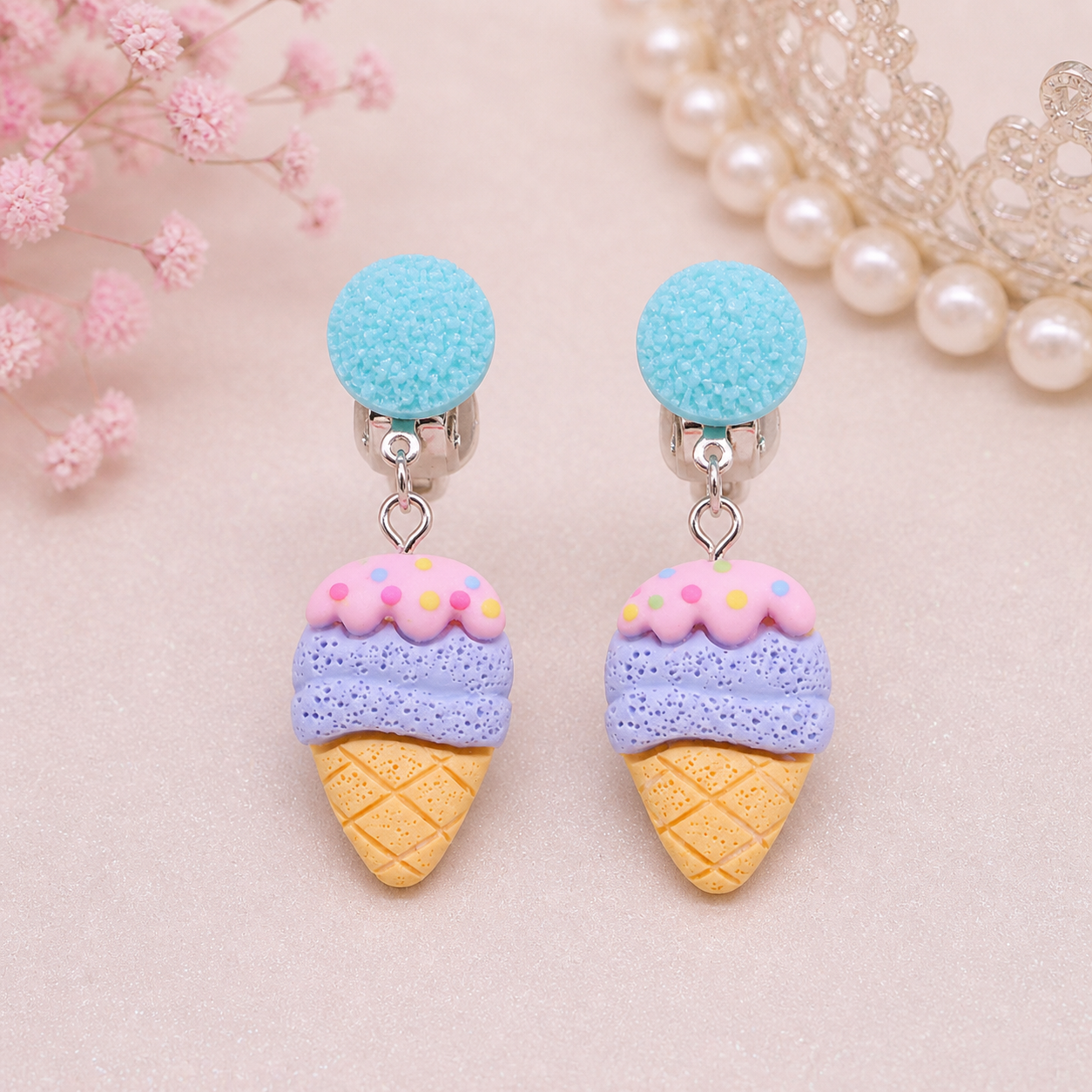 Children’s clip on dangling earrings