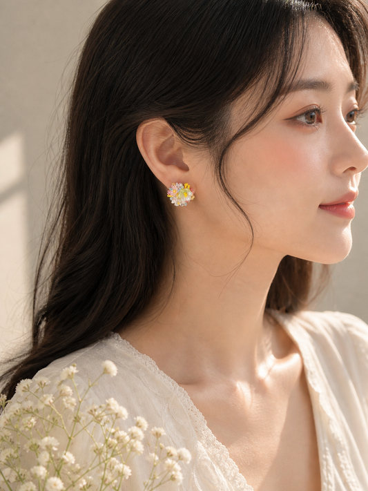Gardenia Bloom Stud Earrings