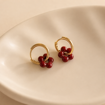 Ruby Blossom Hoops 🌸❤️ (Pre-order)