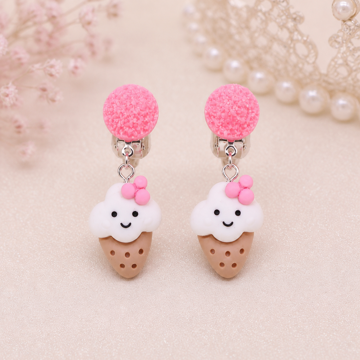 Children’s clip on dangling earrings